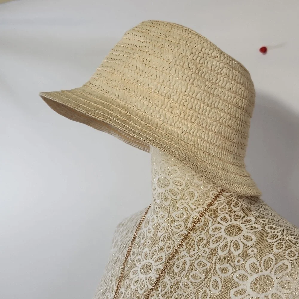 Straw Hat Natural Small Flexible Brim Bucket Sun Beach Street Wear Ladies Coasta